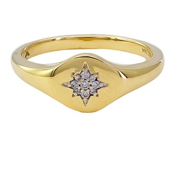 9ct gold Diamond Signet Ring size R